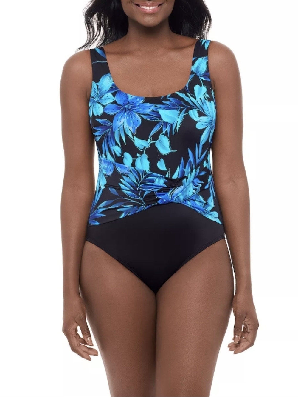Miraclesuit Blue Floral One-Piece Swimsuit size 10 New